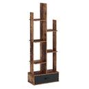 Rolanstar Bookshelf with Drawer, Free Standing Tree Bookcase