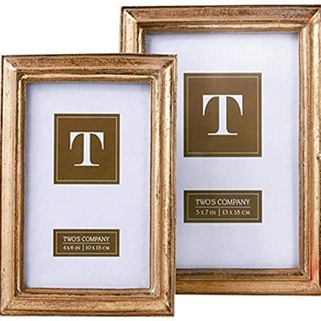 Two's Company 50390 Set of 2 Gold Leaf Photo Frames Includes 2 Sizes