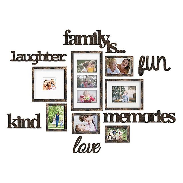 Jerry & Maggie - Photo Frame | Plaque College Frame - Brown Wall Decoration Combination - Bronze PVC Picture Frame Selfie Gallery Collage with Full Size Hanging Template & Wall Mounting Design