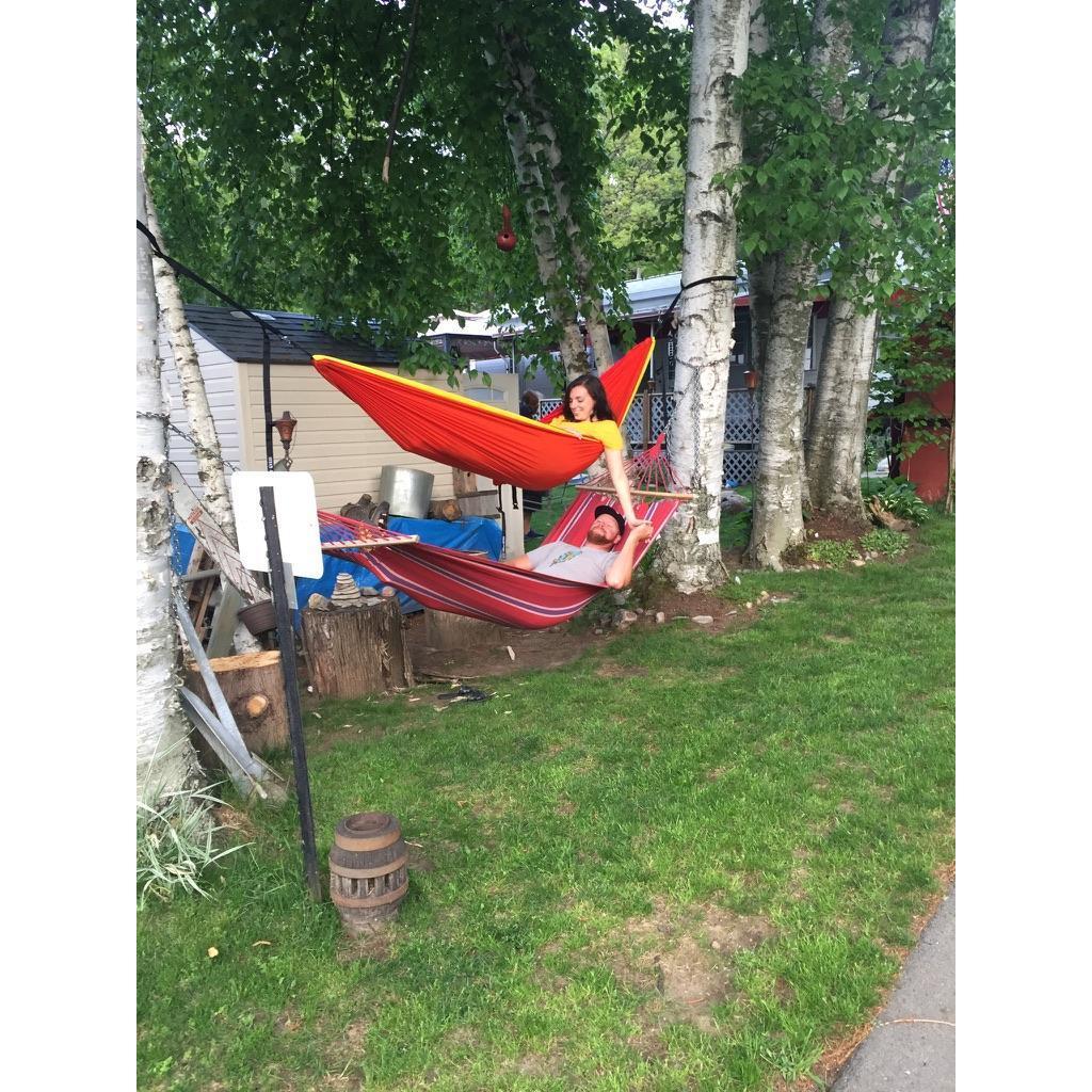 Doing dangerous hammock things...