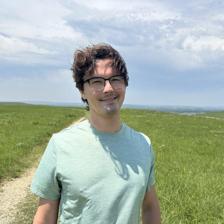 Hiking the Flint Hills near Sam's home in Kansas