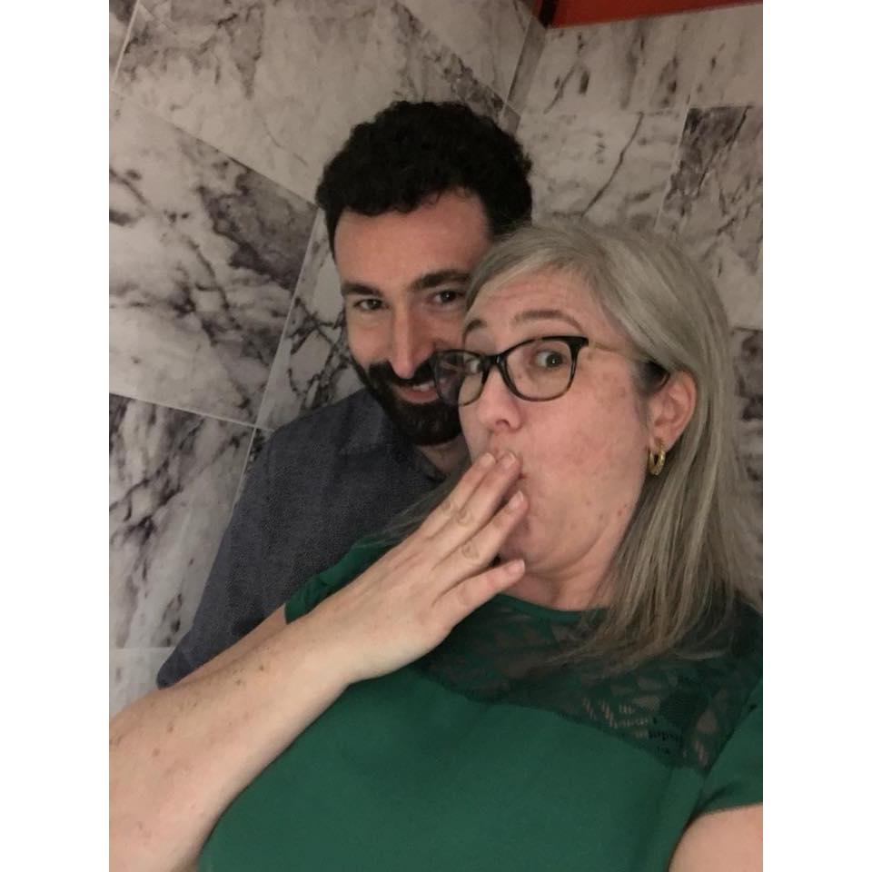 First date!! 5-20-17 Fixed up by mutual friend Mandy, we had to snap a photo of us in the model shower at Home Depot and text it to her to show things were going well!