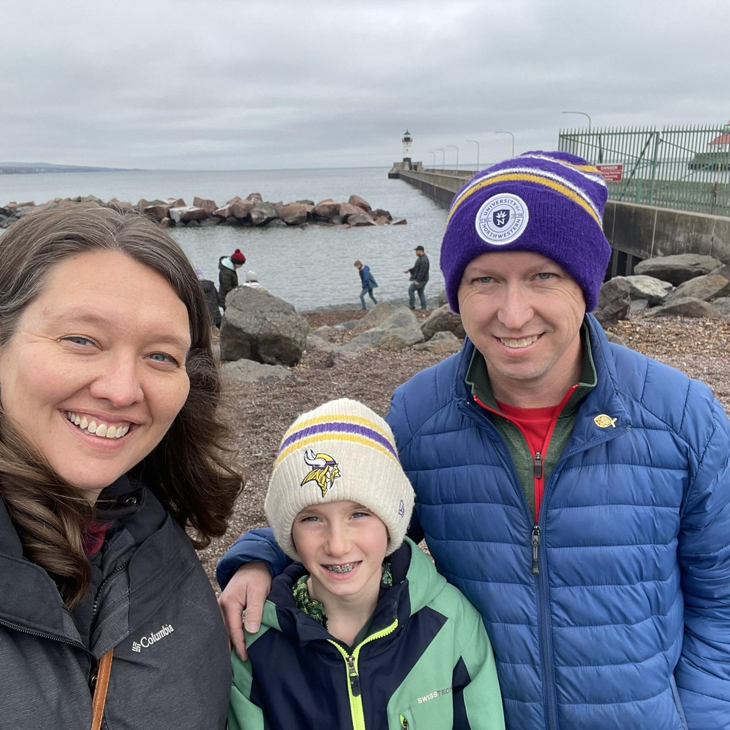 A family picture as we enjoyed the coast of Lake Superior!
