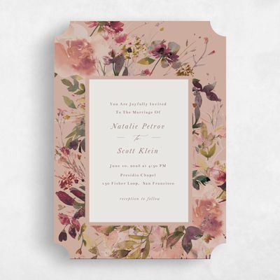 Brown Ticket Wedding Invitation - Ciliegio Classic