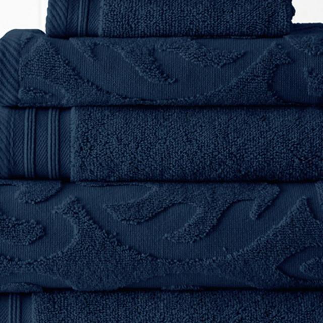 Modern ThreadsJacquard Medallion Swirl Solid 6-Piece Towel Set - Denim