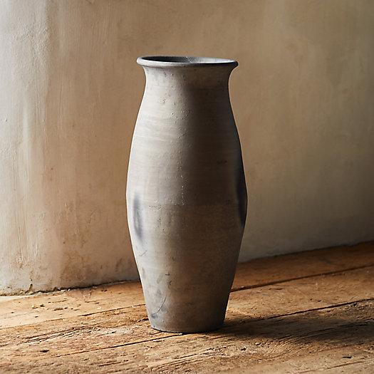 Fired Black Terracotta Planter, Tall