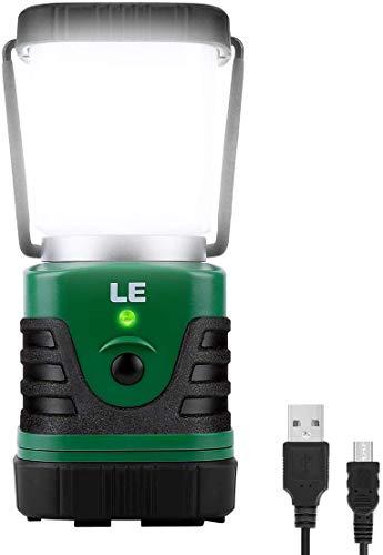 LE LED Camping Lantern Rechargeable, 1000LM, 4 Light Modes, 4400mAh Power Bank, IPX4 Waterproof, Perfect lantern flashlight for Hurricane Emergency, Hiking, Home and More, USB Cable Included