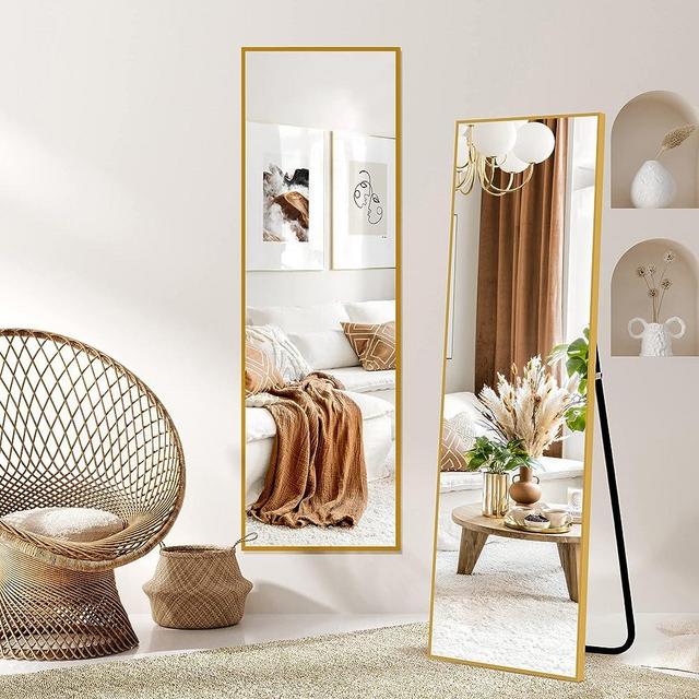 NicBex Full Length Mirror, 55x16 Inch Aluminum Alloy Frame Large Wall Mirror, Vanity Mirror, Bedroom Mirror, Dressing Mirror, Living Room Mirror,Gold