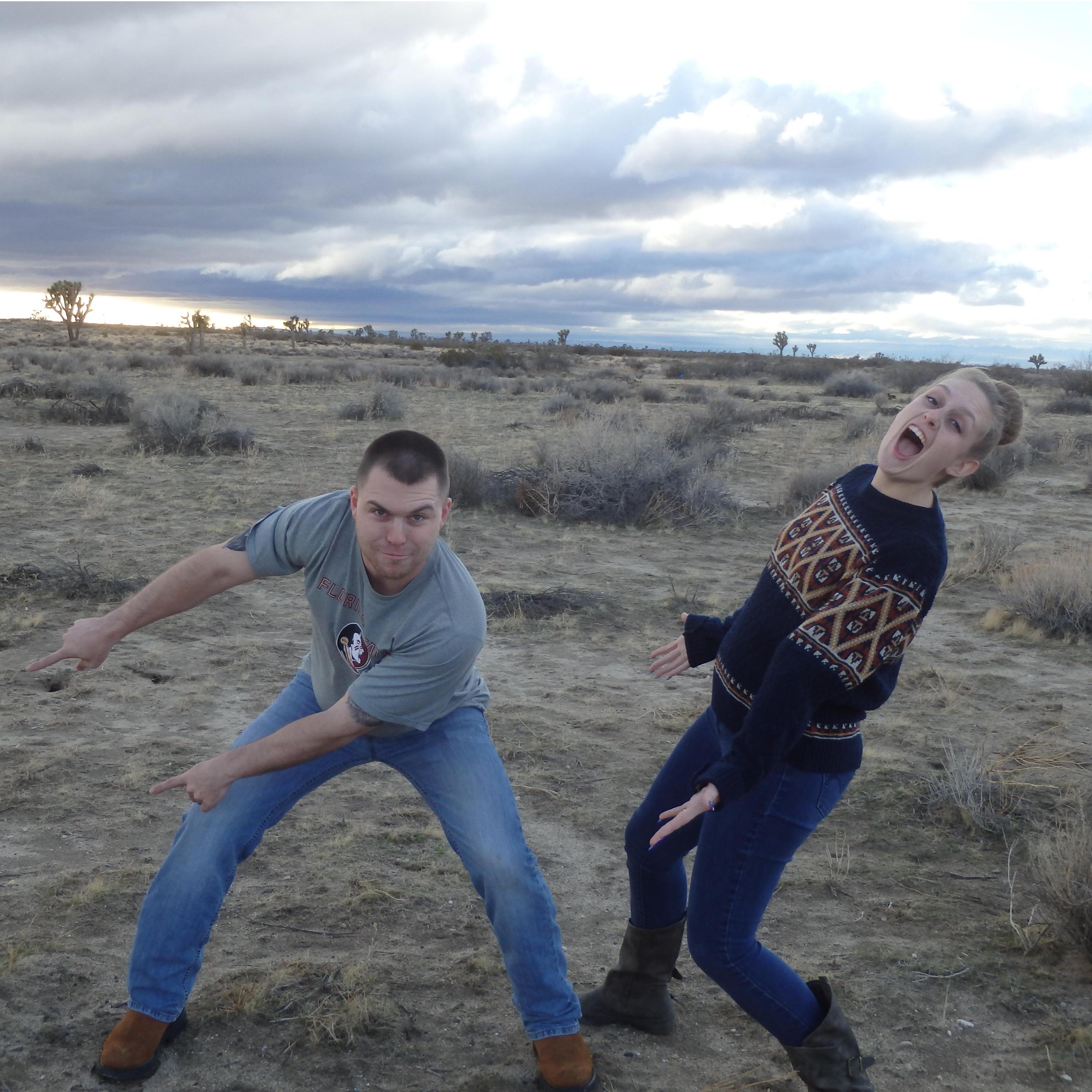 What you can't see is us freaking out over a cute little baby Joshua tree. What you can see is our silly personalities! This is us!
