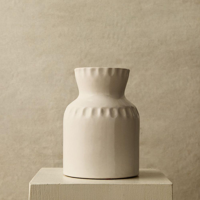 Florist Vases Square, Alabaster, Ceramic, 8.7"H