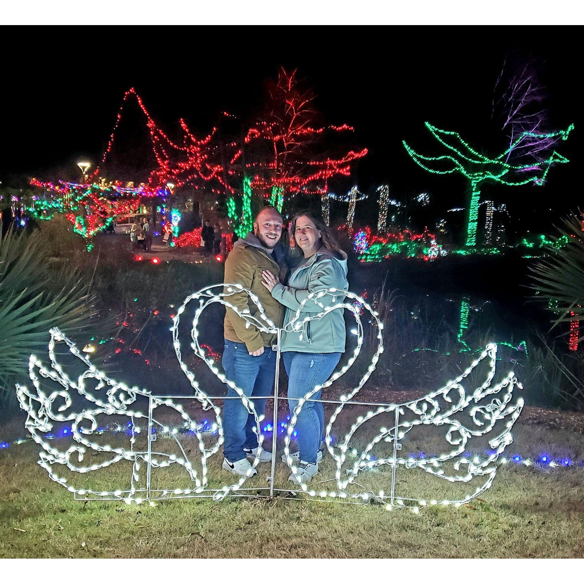 The night we got engaged at the Cape Fear Botanical Garden
