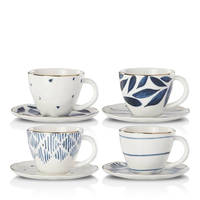 Lenox Blue Bay Espresso Cup and Saucer, Set of 4