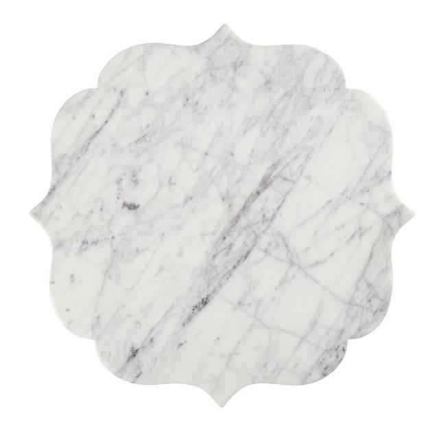 Arabesque-Shaped White Lavender Grey 12 Inch Marble Cheese Board Serving Tray