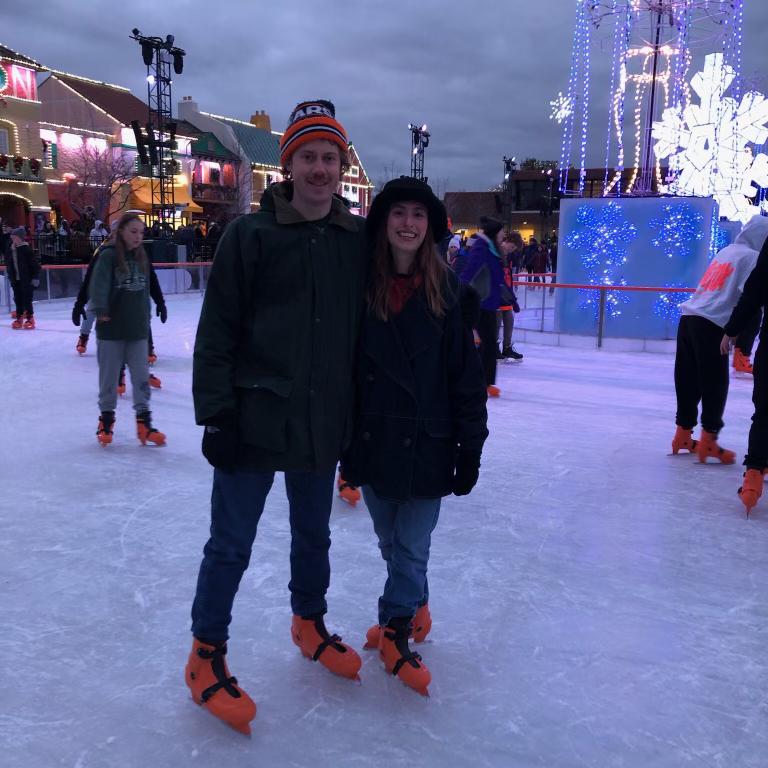 Ice skating at Kings Island in Ohio.