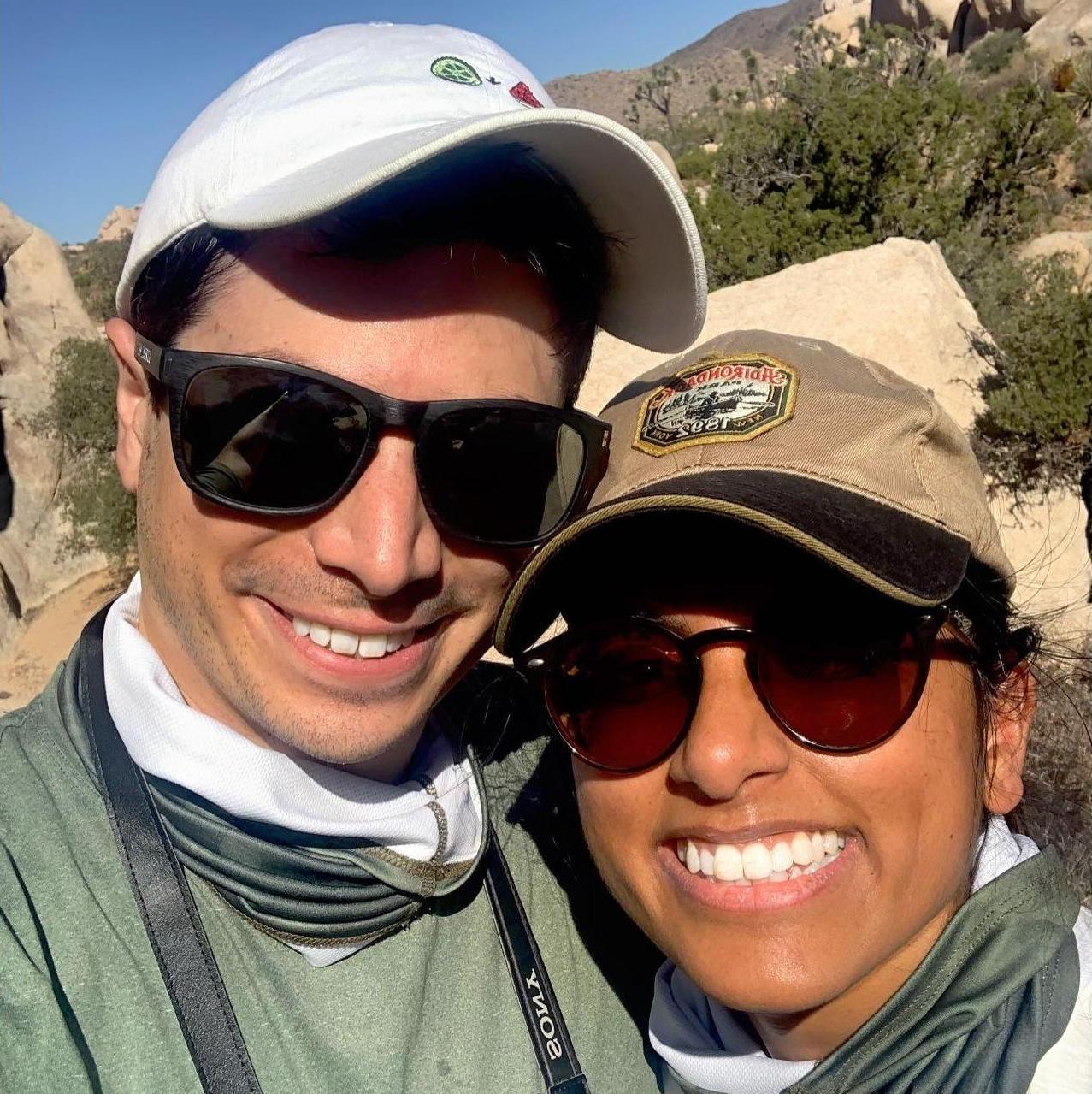 Hiking in Joshua Tree after we got engaged.