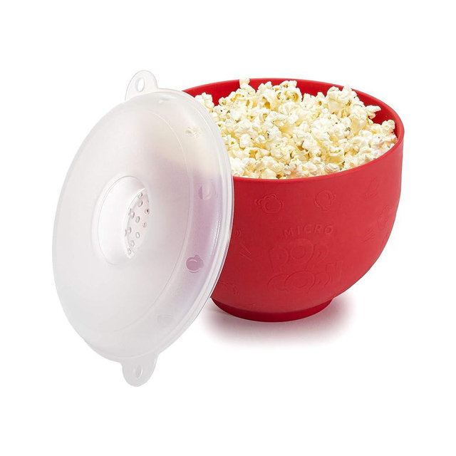Goodful Silicone Popcorn Popper, Collapsible Hot Air Microwavable Popcorn Maker, Bowl Made without BPA, Red