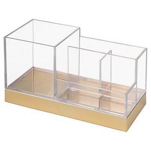 Square Bathroom Vanity Organizer Clear/Soft Brass - InterDesign®