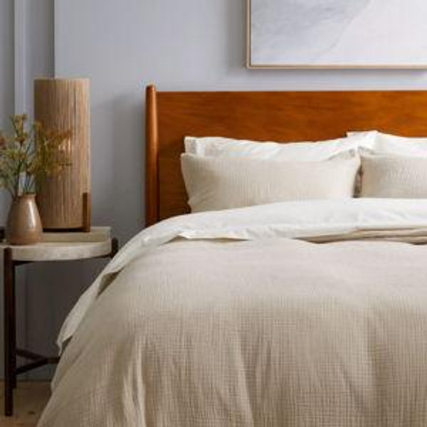 Organic Airy Gauze Duvet Cover Set in Dune/King