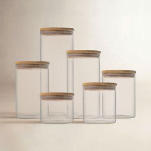 Glass Jars With Bamboo Lids. 6 Pc Set