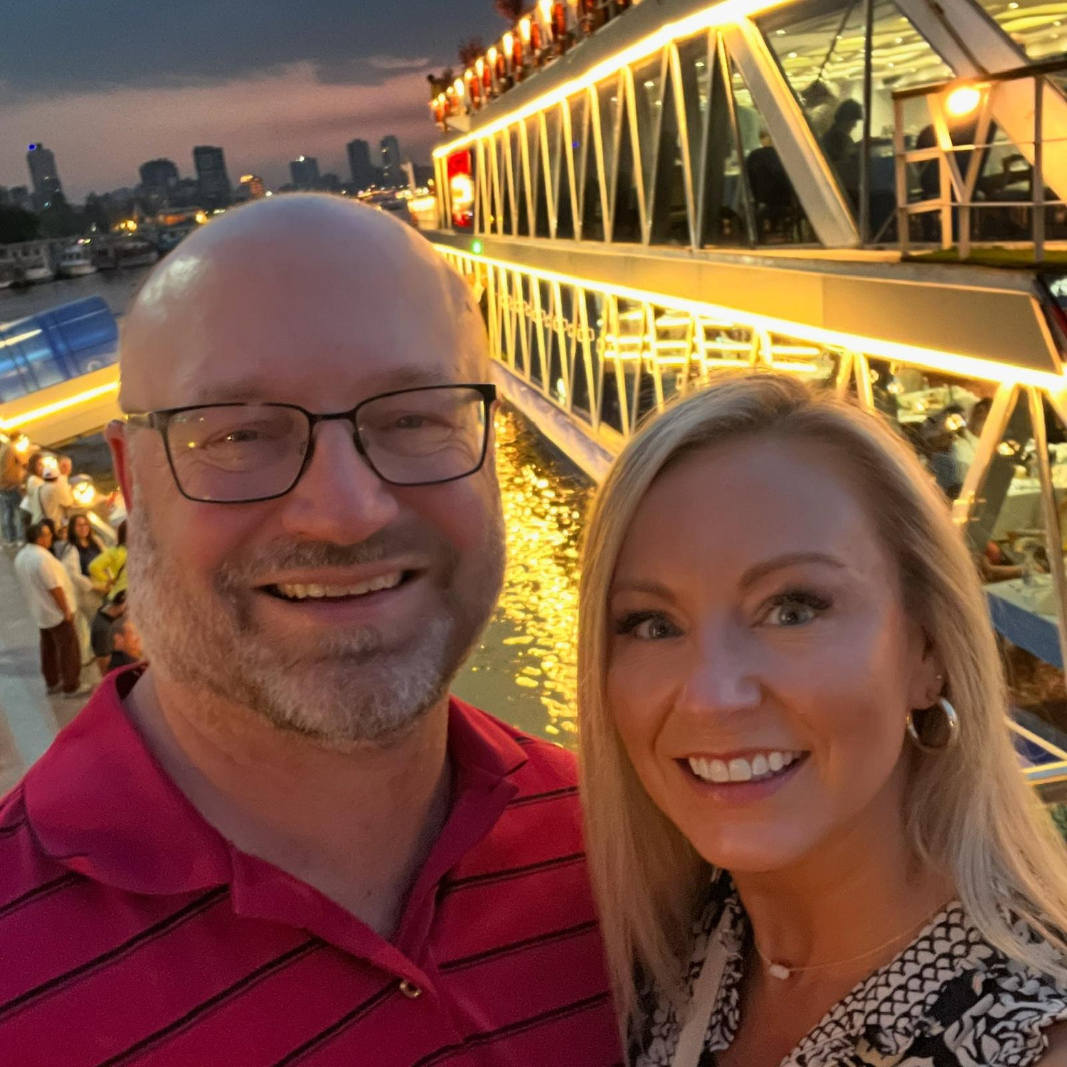 Having some dinner on the Nile River. Totally normal for us.