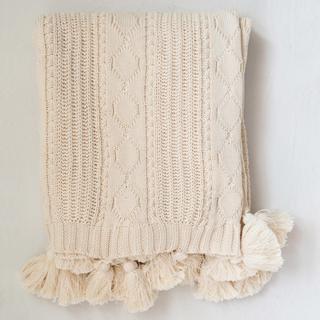 Chunky Cable Knit Cotton Throw
