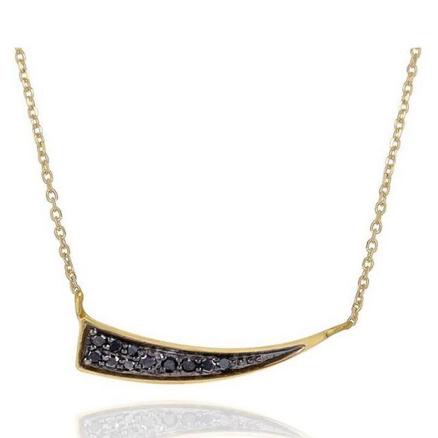 ADINA REYTER SMALL PAVE TUSK NECKLACE- YELLOW GOLD WITH BLACK DIAMONDS