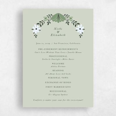 Grassy Sage, Green Wedding Program - Terra