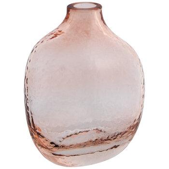 Pink Round Rippled Glass Vase