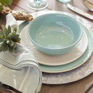 Cabana Melamine Dinner Plate, Set of 4 -Turquoise