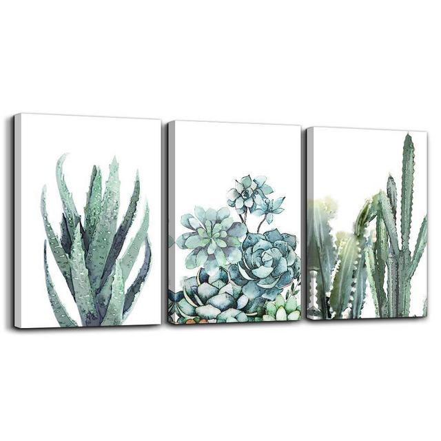 Canvas Wall Art for living room bathroom Wall Decor for bedroom kitchen artwork Canvas Prints green plant flowers painting 12" x 16" 3 Pieces Modern framed office Home decorations family picture
