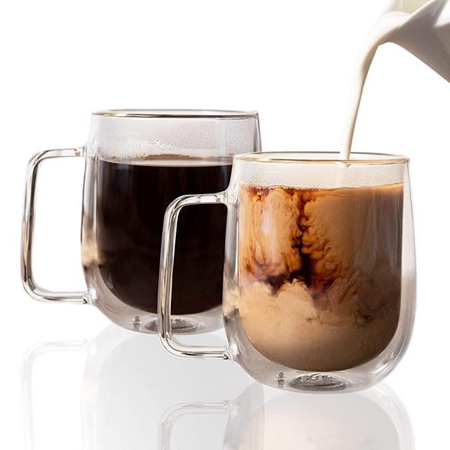 Double-Wall Insulated Glass Coffee/Tea Mugs (Set of 2, 12oz / 350ml) | Brod & Taylor