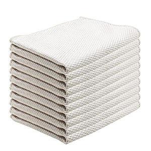 Choicy Microfiber Cleaning Cloth Reusable Cleaning Cloths Cleaning Rags 10Pcs 12×16inch Lint Free Dish Cloths No Odor Fish Scale Microfiber Towels for Cars Glass Windows Mirrors Kitchen (Beige)