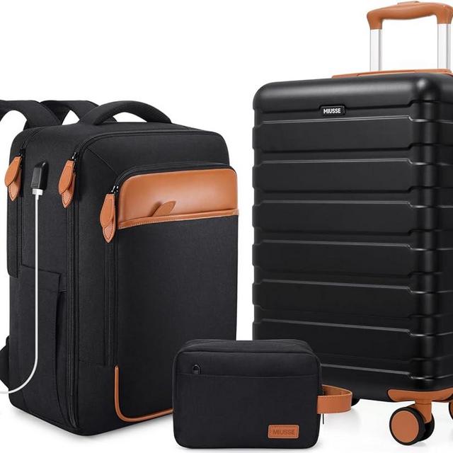 Miusse 20 Inch Hardshell Luggage Sets 3 Piece,Carry On Luggage 22x14x9 Airline Approved for men & women, Suitcase Set with TSA Lock With Travel Backpack，Durable Carry On Suitcase With Spinner Wheels