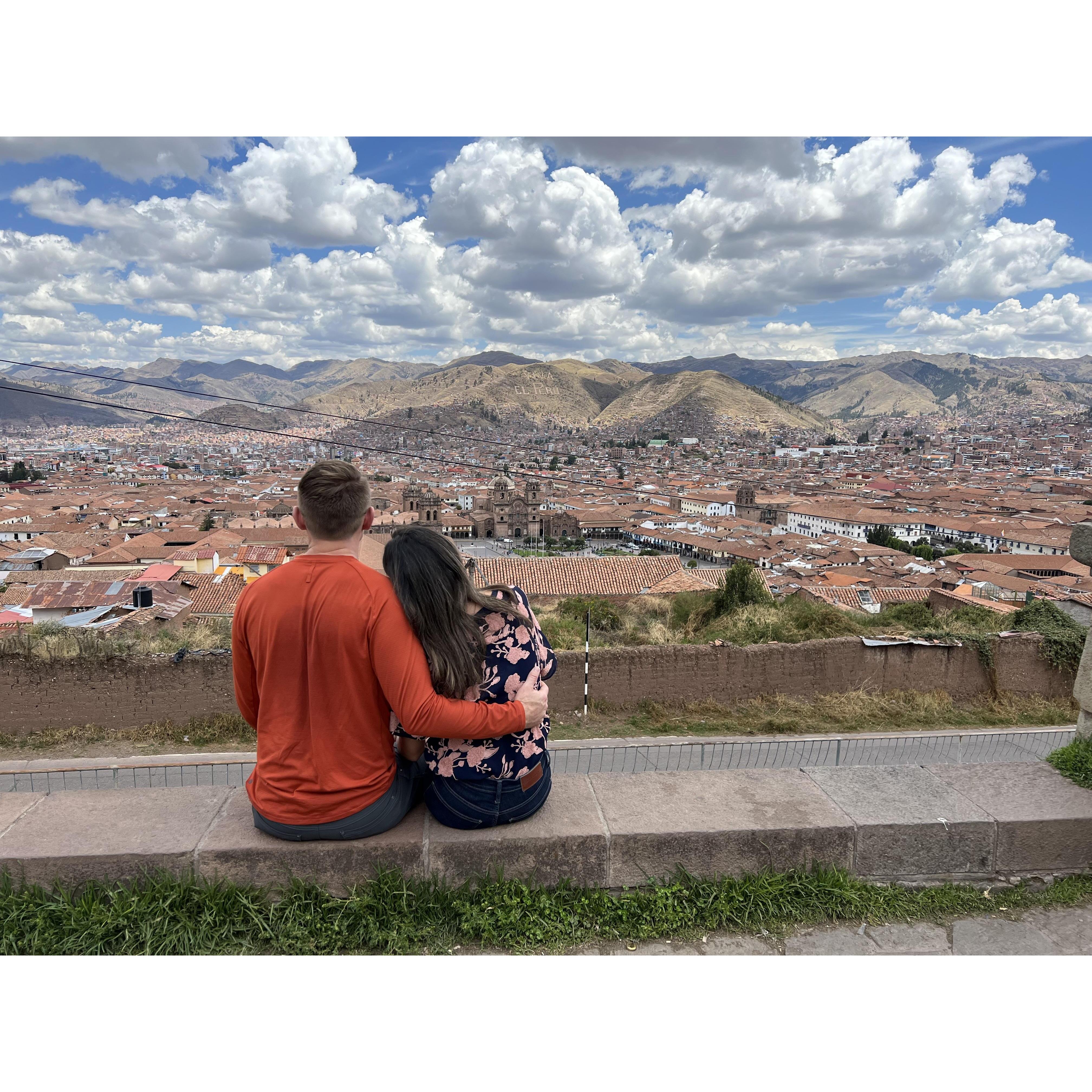 Stopping to take in the sights of Cusco. Peru was the most memorable trip!...this was taken before Christina realized just how memorable =)