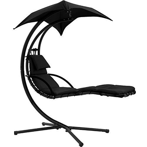 Vnewone Patio Chair Hammock Stand Outdoor Chair Swings for Adults Hanging Chaise Lounger Chair Floating Chaise Canopy Swing Arc Stand Air Porch Lounge Chair for Patio Indoor (Black)