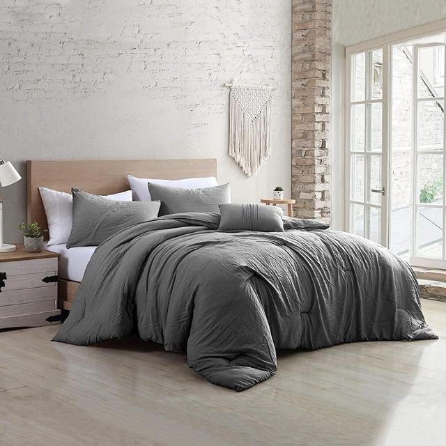 Modern Threads - Comforter Set - Down Alternative Brushed Microfiber - Elegant All Season Bedspread Set - Includes Comforter, Shams, & Decorative Pillow - Luxurious Bedding - Queen, Grey