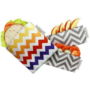 eezy breezy kids - The Original Snack & Sandwich Bags. Reusable and Multipurpose Cloth Bags. Washable, Food Safe, Environmentally Friendly (Multi Color Chevron)