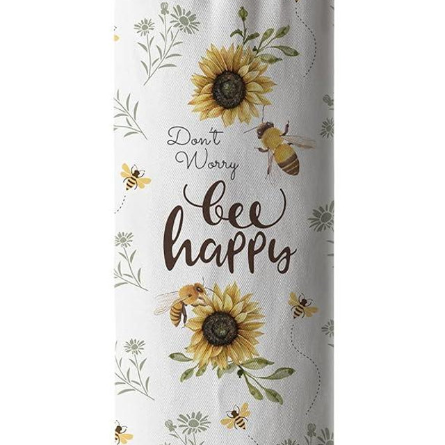 Hglian Kitchen Grocery Plastic Bag Holder and Dispenser,Bee Plastic bags Organizer Garbage Shopping Trash bags Storage Container Keeper,Cute Bee Sunflower Farmhouse Home Décor