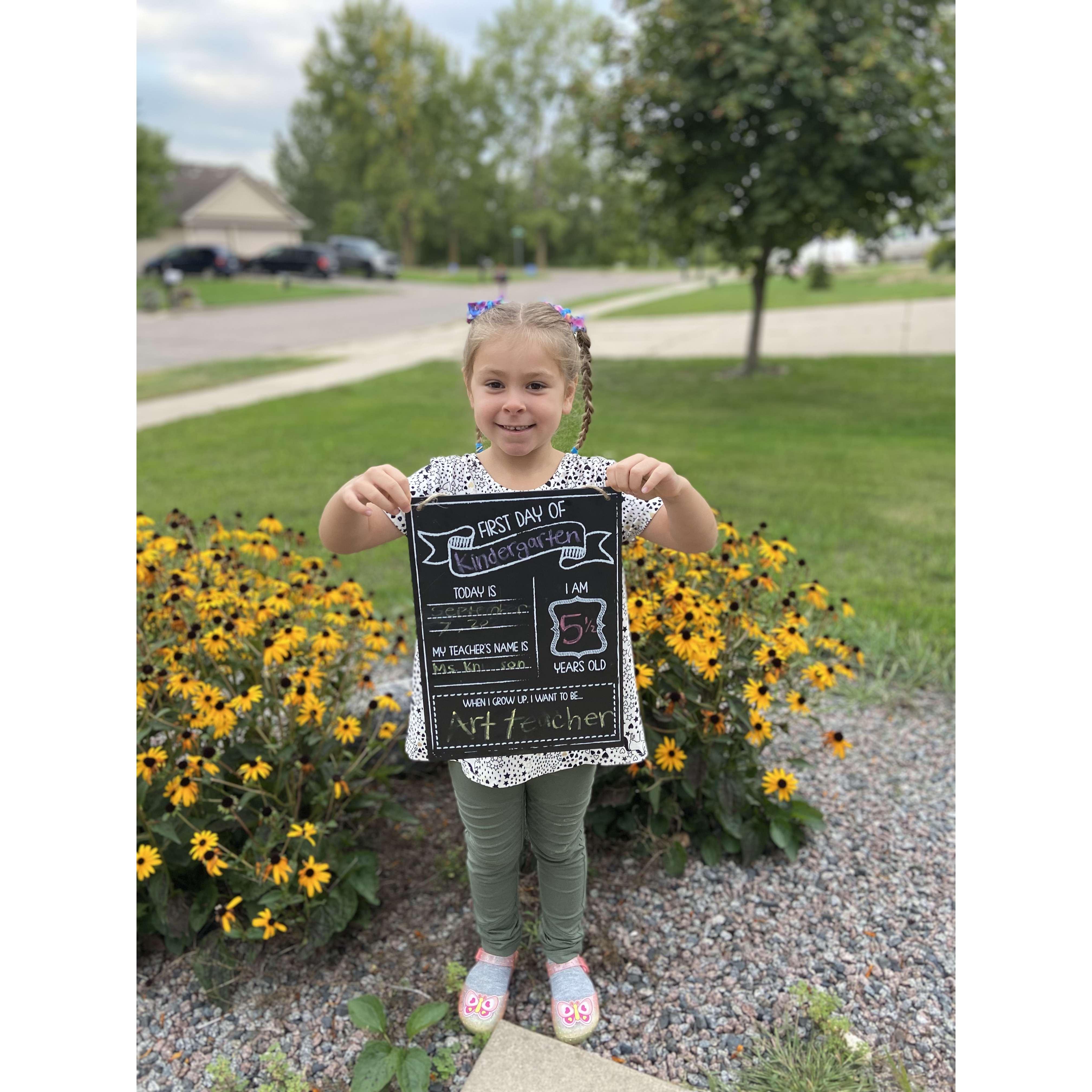 Embers first day of Kindergarden. 