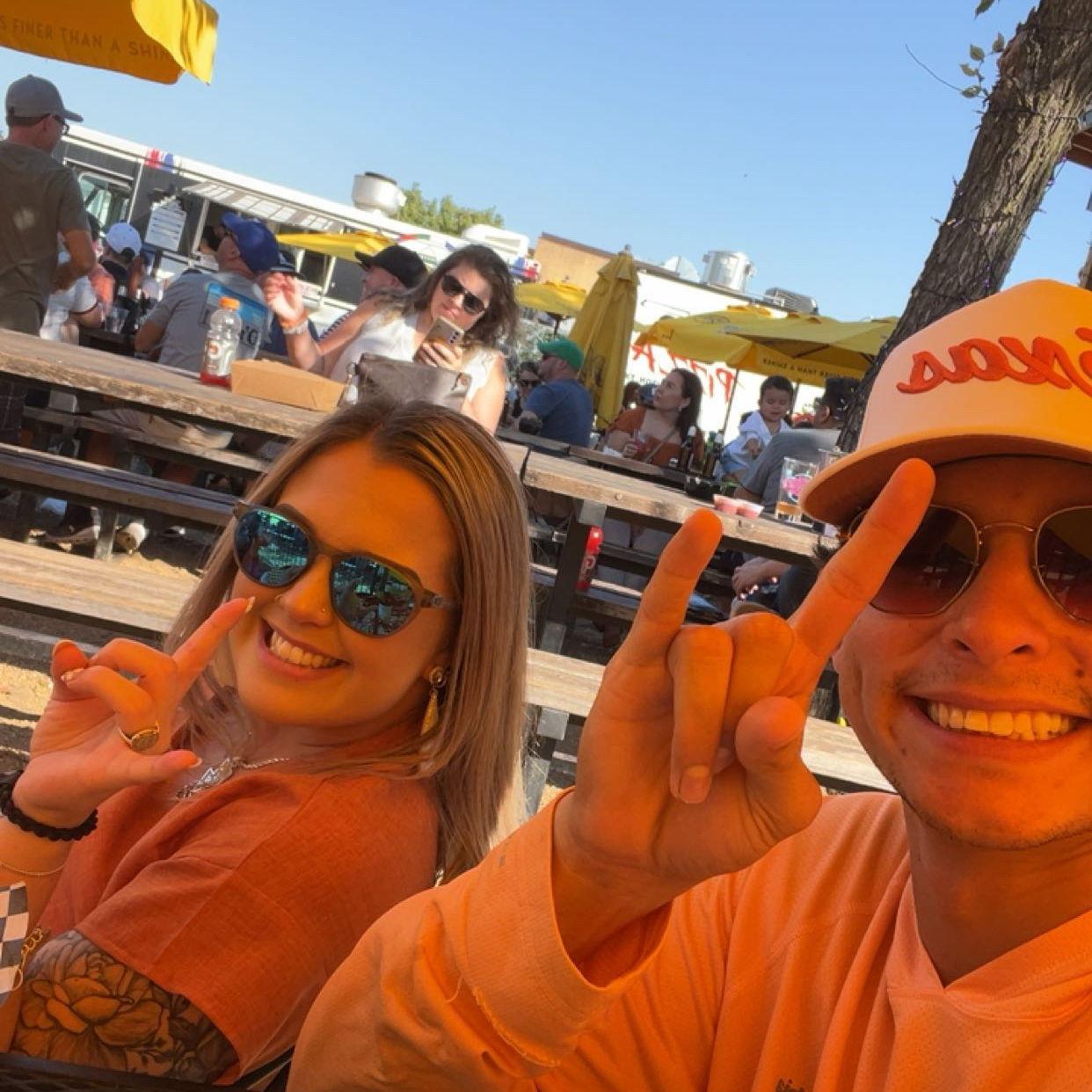 1 year anniversary trip to Denton! This will be the only picture you'll ever see me supporting the Texas Longhorns, Gun's Up!