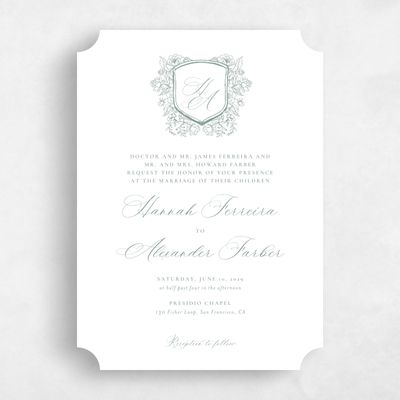 Green Ticket Wedding Invitation - Bella Portrait