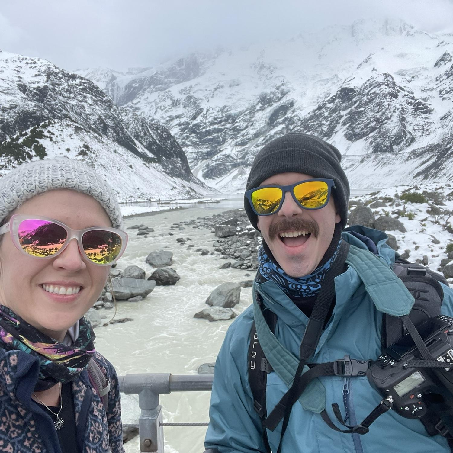 Hiking Hooker Valley Track to Mt Cook in New Zealand