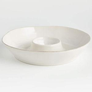 Marin Black Stoneware Chip and Dip Server + Reviews | Crate & Barrel