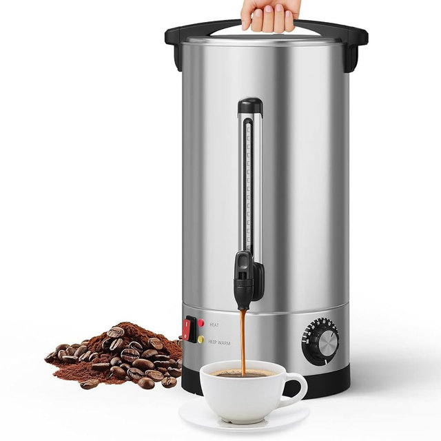 Garvee 110 Cups Commercial Coffee Urn, 16 L/4.2 gal Large Capacity Stainless Steel Hot Coffee Maker, Double Wall Heat Retention Thermal Carafe for Wedding, Buffet, Catering, Events, Party Gather
