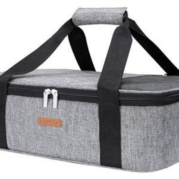 Lifewit LUNCIA Insulated Single Decker Casserole Carrier, Lasagna Lugger Tote Keeps Food Hot or Cold, Thermal Lunch Bag for Potluck Parties, Picnic and Cookouts, Fits 9" x 13" Baking Dish, Grey