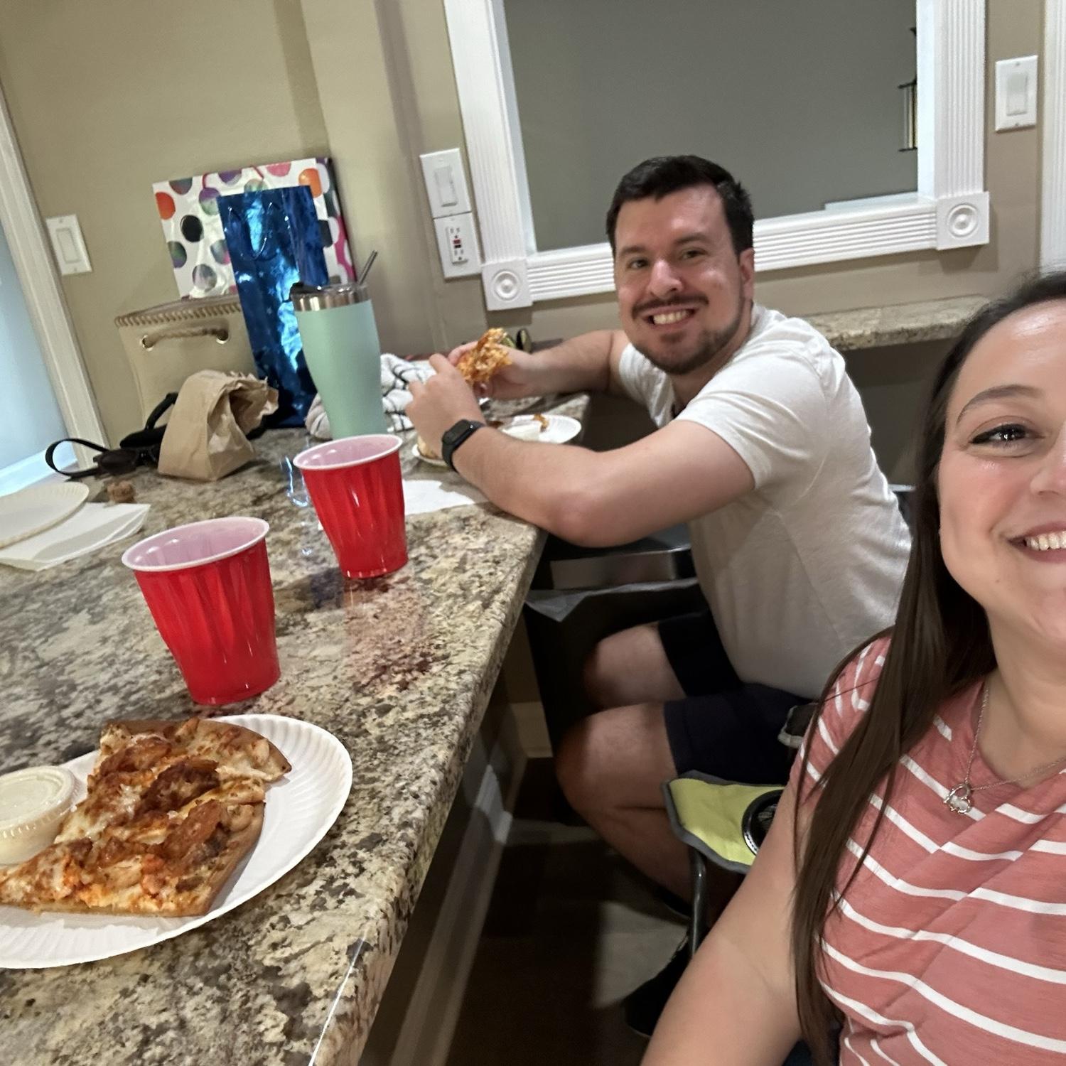 First dinner in our new home was pizza and champagne LOL