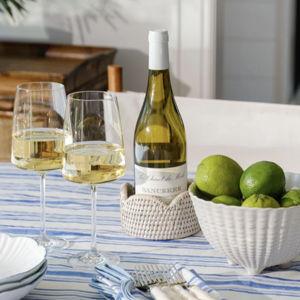 Scallop Rattan Wine Coaster - Whitewash