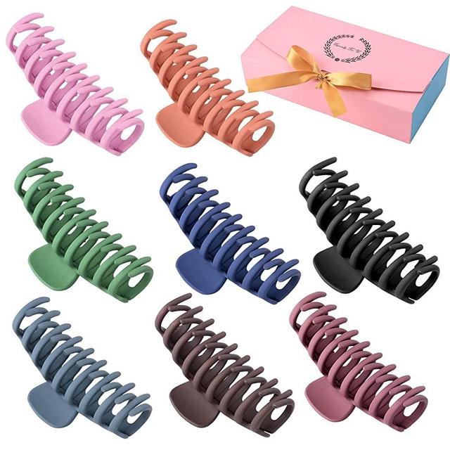 8 Color Large Matte Hair Claw Clips - 4.3 Inch Nonslip Big Nonslip hair clamps ,Perfect Jaw hair clamps for Women and Thinner hair styling