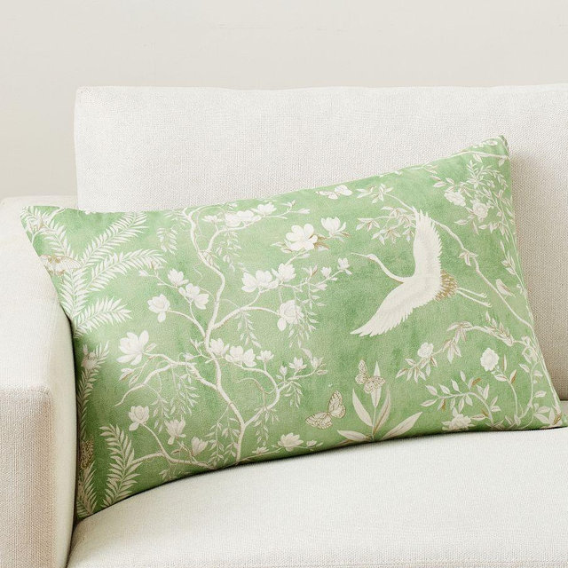 Veranda Printed Lumbar Pillow Cover, Green Multi, 16" x 26"