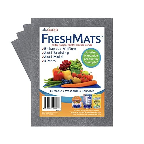 BluApple FreshMats Refrigerator Fruit and Vegetable Shelf Liner to Keep Produce Fresh Longer with 11 Colors to Choose from (Gray)